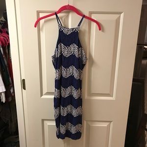 Blue and white dress